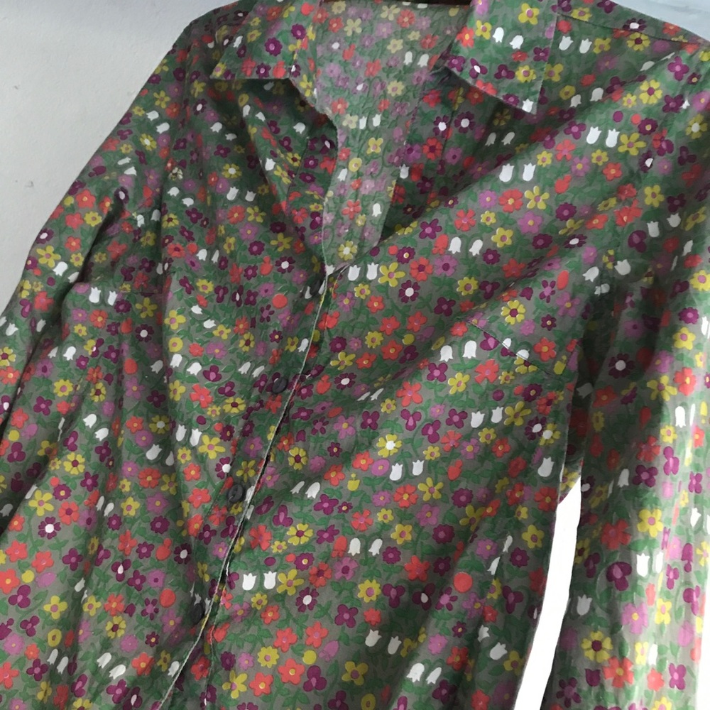 French Inspired Button Down Floral Cotton Shirt